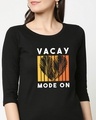 Shop Vacay Sunset Round Neck 3/4 Sleeve T-Shirt Black-Front