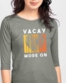 Shop Vacay Sunset Round Neck 3/4 Sleeve T-Shirt Meteor Grey-Front