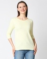 Shop Women's Vax Yellow 3/4 Sleeve Slim Fit T-shirt-Front