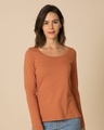 Shop Vintage Orange Scoop Neck Full Sleeve T-Shirt-Front