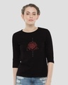 Shop Vintage Red Rose Round Neck 3/4th Sleeve T-Shirt-Front