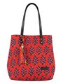 Shop Ethnic Faux Leather Cotton Mini Red Tote Bag-Front