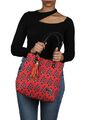 Shop Ethnic Faux Leather Cotton Mini Red Tote Bag-Full