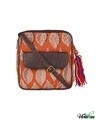 Shop Ethnic Faux Leather Cotton Orange Beetel Flap Pocket Sling Bag-Front