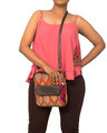 Shop Ethnic Faux Leather Cotton Orange Beetel Flap Pocket Sling Bag