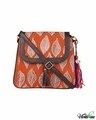 Shop Ethnic Faux Leather Cotton Orange Beetel With Tassle Sling Bag-Front