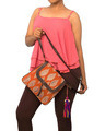 Shop Ethnic Faux Leather Cotton Orange Beetel With Tassle Sling Bag-Full