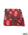 Shop Ethnic Faux Leather Cotton Red Tokyo With Tassle Sling Bag-Front