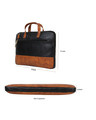 Shop Faux Leather Black/Tan Padded Laptop Messenger Bag For Men & Women-Full