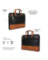 Shop Faux Leather Black/Tan Padded Laptop Messenger Bag For Men & Women