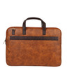 Shop Faux Leather Brown/Tan Padded Laptop Messenger Bag For Men & Women-Design