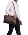 Shop Faux Leather Brown/Tan Padded Laptop Messenger Bag For Men & Women