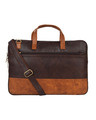 Shop Faux Leather Coffee/Tan Padded Laptop Messenger Bag For Men & Women-Front