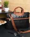 Shop Faux Leather 15.6 Inch Contrast Black Padded Laptop Messenger Bag For Men & Women-Front