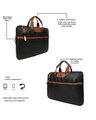 Shop Faux Leather 15.6 Inch Contrast Black Padded Laptop Messenger Bag For Men & Women-Design