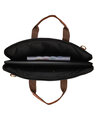 Shop Faux Leather 15.6 Inch Contrast Black Padded Laptop Messenger Bag For Men & Women-Full