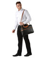 Shop Faux Leather 15.6 Inch Contrast Black Padded Laptop Messenger Bag For Men & Women