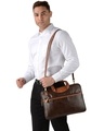 Shop Faux Leather 15.6 Inch Contrast Coffee Padded Laptop Messenger Bag For Men & Women