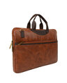 Shop Faux Leather 15.6 Inch Contrast Tan Padded Laptop Messenger Bag For Men & Women-Design