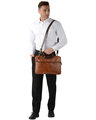 Shop Faux Leather 15.6 Inch Contrast Tan Padded Laptop Messenger Bag For Men & Women