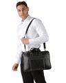 Shop Faux Leather 15.6 Inch Full Black Padded Laptop Messenger Bag For Men & Women