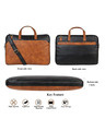 Shop Faux Leather Tan/Black Padded Laptop Messenger Bag For Men & Women