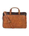 Shop Faux Leather Tan/Brown Padded Laptop Messenger Bag For Men & Women-Front