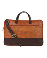 Shop Faux Leather Tan/Coffee Padded Laptop Messenger Bag For Men & Women-Front