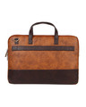 Shop Faux Leather Tan/Coffee Padded Laptop Messenger Bag For Men & Women-Full