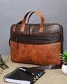 Shop Faux Leather 15.6 Inch Tan Padded Laptop Messenger Bag For Men & Women-Front