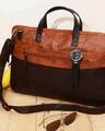Shop Faux Leather 15.6 Inch Tan Padded Laptop Messenger Bag For Men & Women-Front