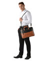 Shop Faux Leather 15.6 Inch Tan Padded Laptop Messenger Bag For Men & Women