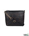 Shop Faux Leather Embroidered Black Twin Compartmnet Sling Bag-Front