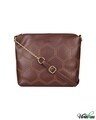 Shop Faux Leather Embroidered Coffee Twin Compartmnet Sling Bag-Front