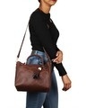 Shop Faux Leather Embroidery Handle Coffee Round Sling Bag
