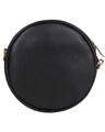 Shop Faux Leather Round Embroidery Sling Bag Black-Design