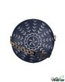 Shop Faux Leather Round Embroidery Sling Bag Navy-Front