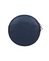 Shop Faux Leather Round Embroidery Sling Bag Navy-Design