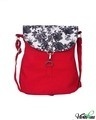 Shop Floral Print Flap Red Canvas Cross Body-Front