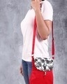 Shop Floral Print Flap Red Canvas Cross Body