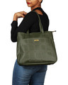 Shop Formal Faux Leather Olive Embroidered Hand Bag