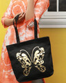 Shop Gold Butterfly Printed Solid Tote