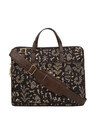 Shop Leatherette/Cotton 15.6 Inch Brown Warli Print Padded Laptop Messenger Bag For Men & Women-Front