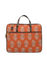 Shop Leatherette/Cotton 15.6 Inch Orange Leaf Print Padded Laptop Messenger Bag For Men & Women-Design