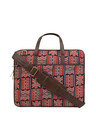 Shop Leatherette/Cotton 15.6 Inch Red Ikat Print Padded Laptop Messenger Bag For Men & Women-Front