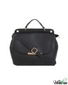 Shop Leatherette Flap Compartment Black Sling Bag-Front
