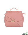 Shop Leatherette Flap Compartment Pink Sling Bag-Front