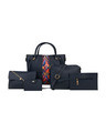 Shop Pack of 5 Leatherette Embroidered With Tape Navy Sling Bag-Front