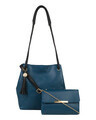 Shop Leatherette Set of 2 Embroidered Aqua Sling Bag-Front