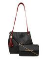 Shop Leatherette Set of 2 Embroidered Black Sling Bag-Front
